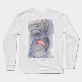 the great black palm cockatoo watercolor portrait art Long Sleeve T-Shirt